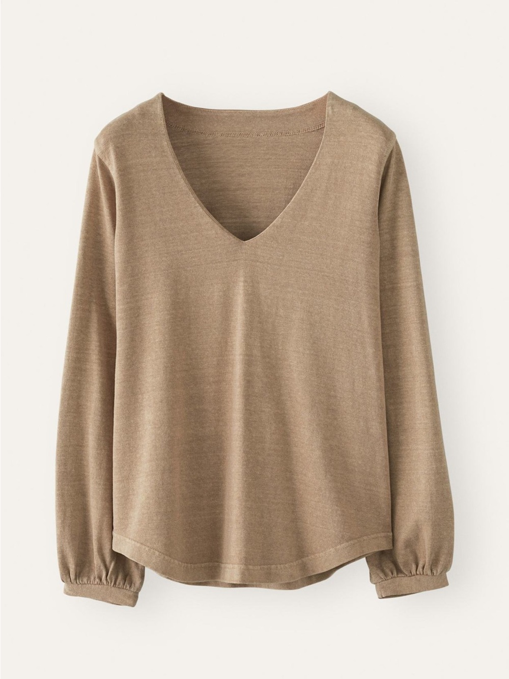 POETRY Hemp and Organic Cotton V-Neck Long Sleeve Taupe Brown Top size 8